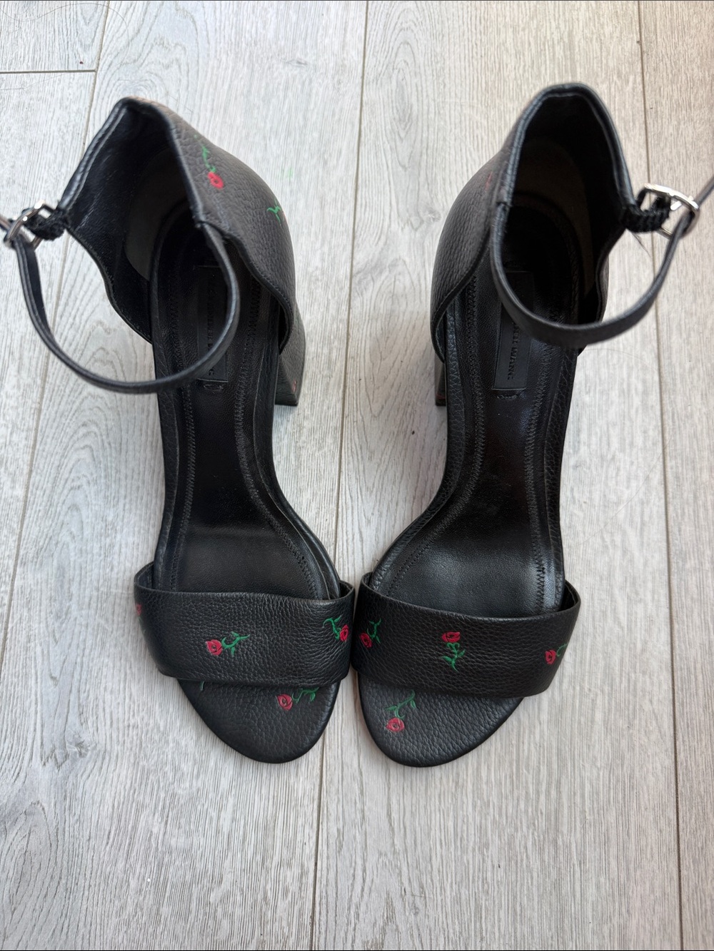 Alexander Wang Women's Ankle-Strap Sandals with Rose Embroidery